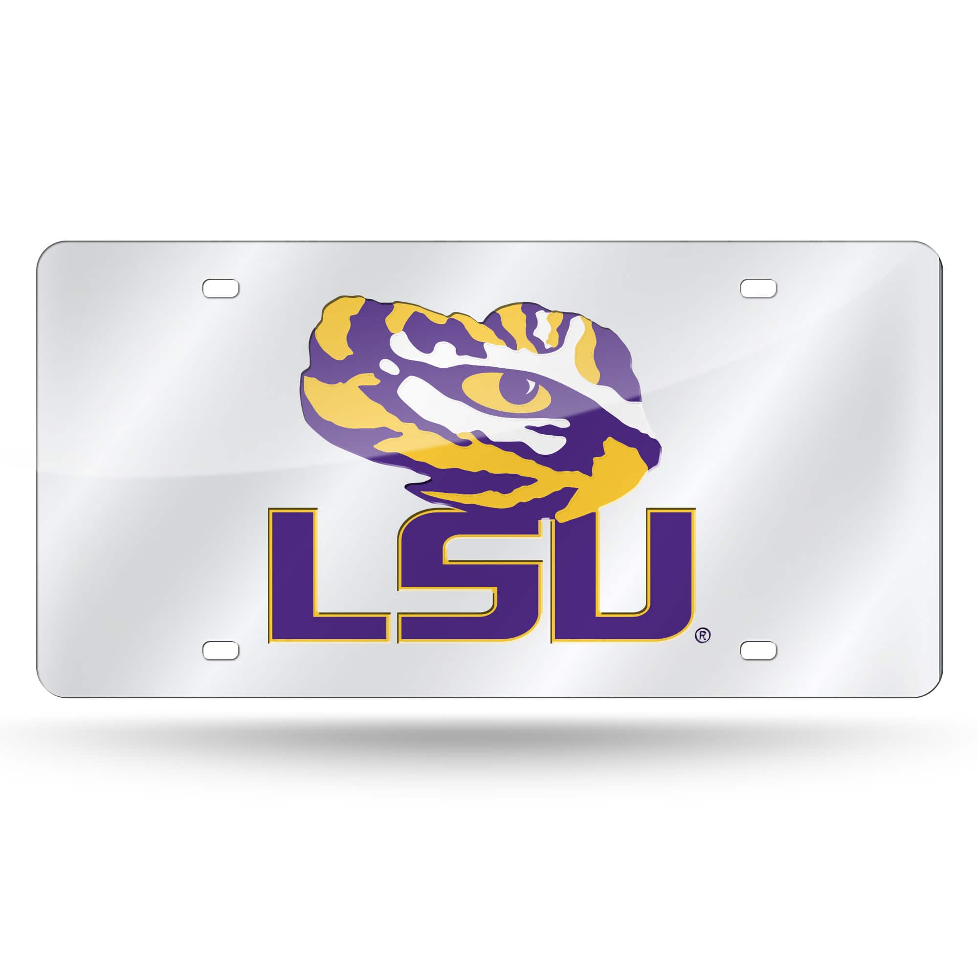 Rico Industries - LSU Tigers Mirrored Laser Cut License Plate Laser Tag - Multi