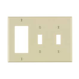 Leviton - Light Almond 3 gang Thermoset Plastic Decorator/Toggle Wall Plate 1 pk - White