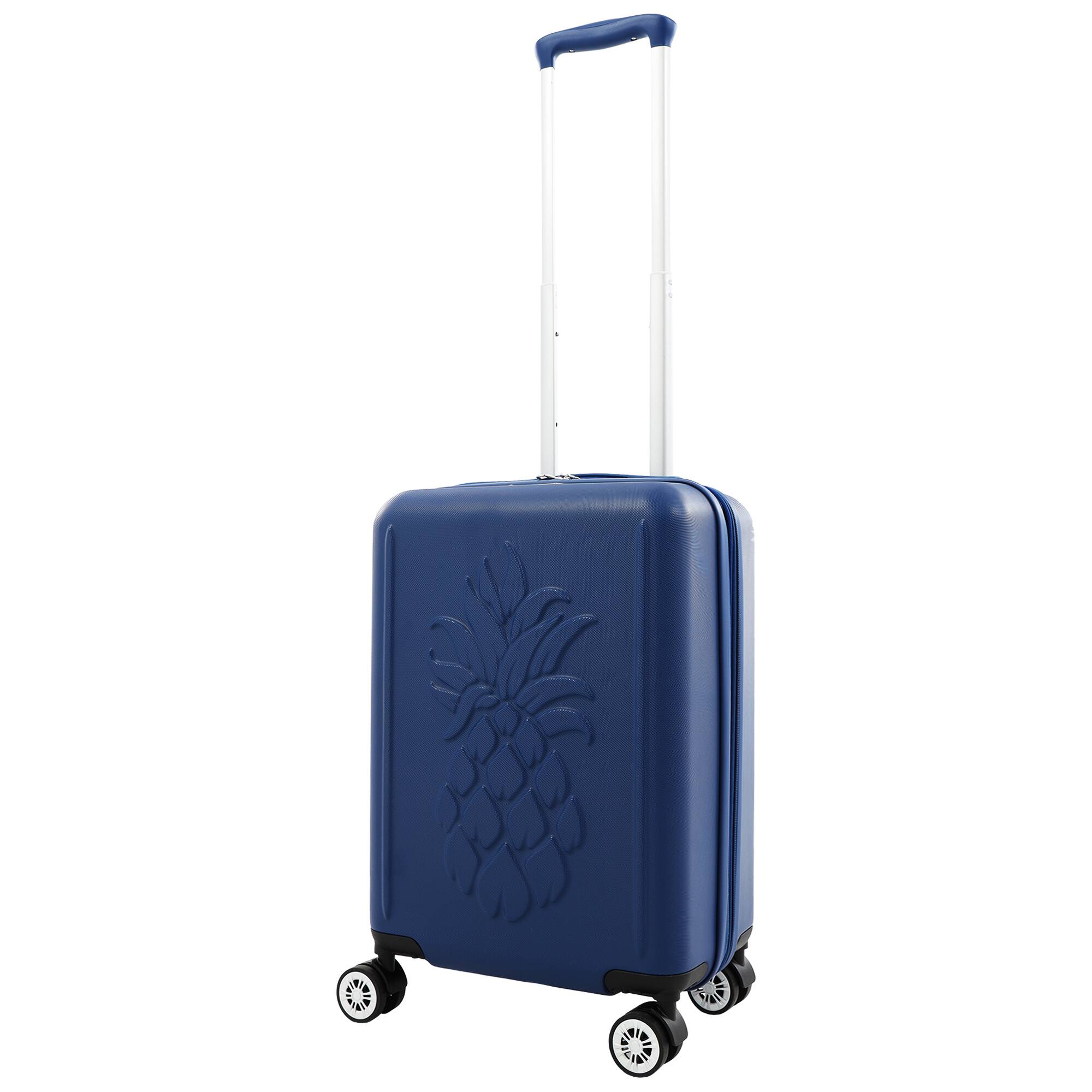 Angle. Tommy Bahama - 21.5" Carry-On Hardside Spinner Luggage with 3D Pineapple - Blue.