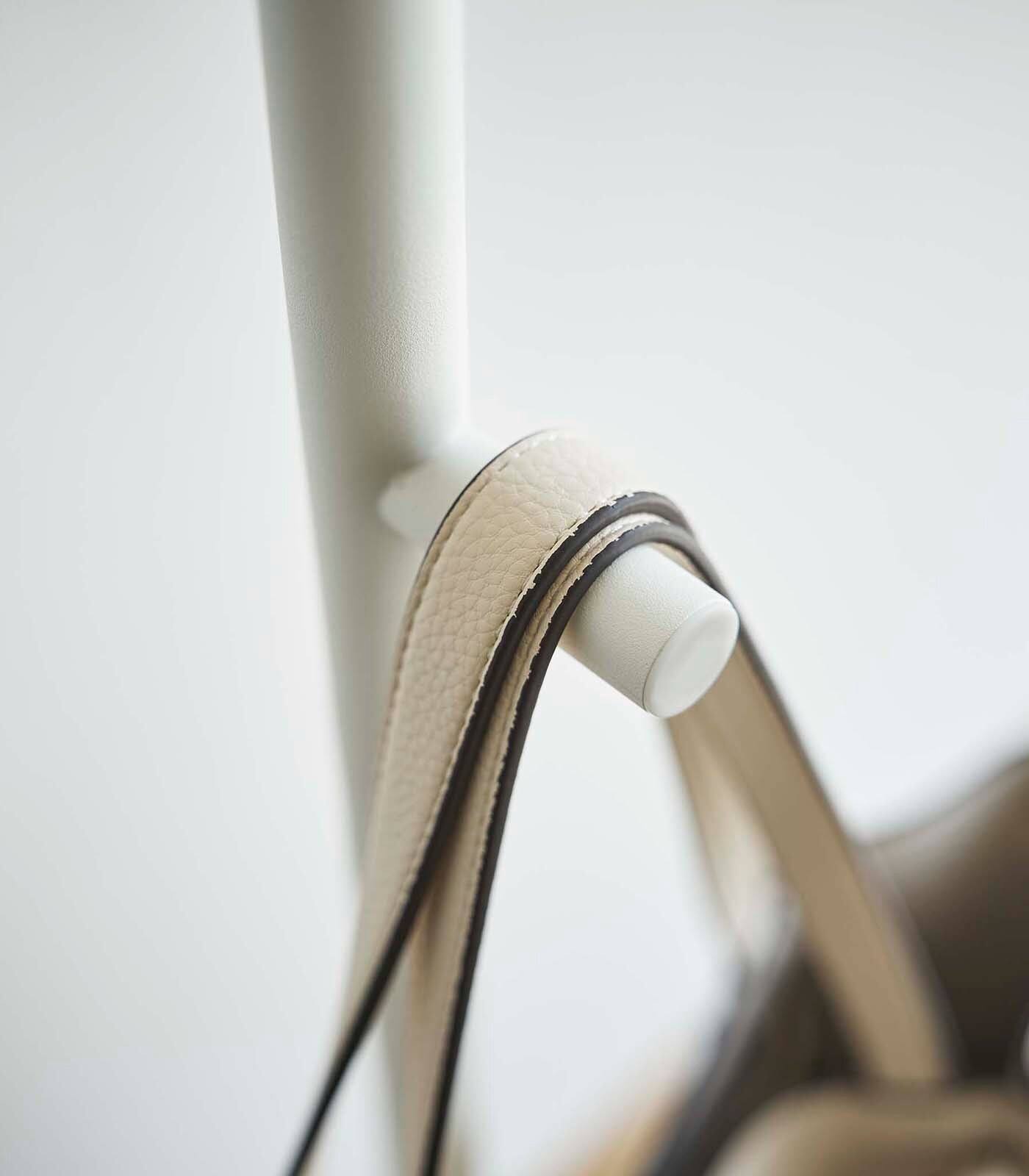 Back. Yamazaki Home - Coat Rack (63.98" H)  - Steel + Wood - White.