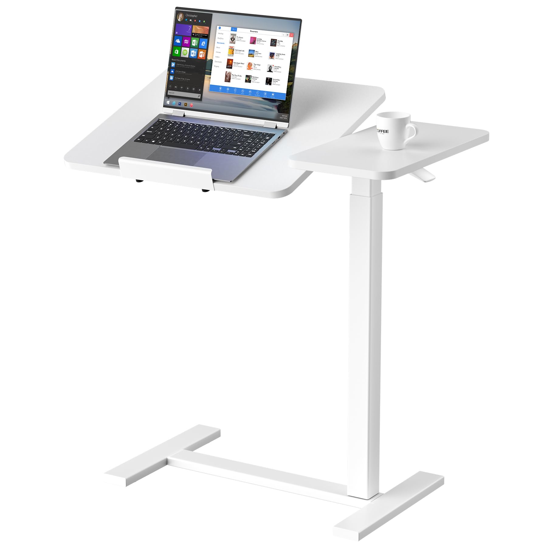 Front. Stylel Star - Sweetcrispy Small Standing Desk Rolling Table Adjustable Height, Laptop Mobile Stand with Wheels, Portable Computer W... - White.