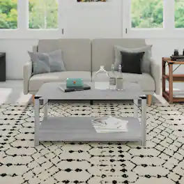 Emma + Oliver - Marella Engineered Wood Modern Farmhouse Coffee Table with Metal Accents - Aspen Gray