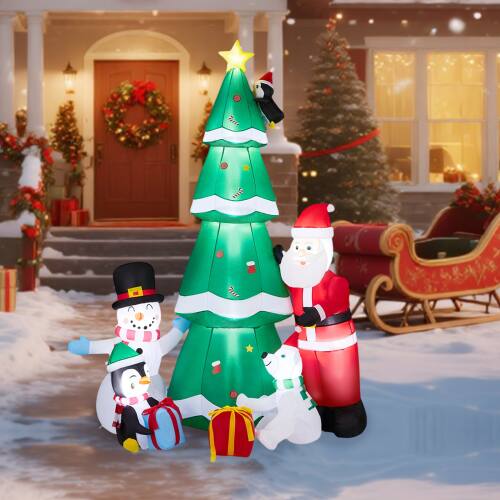 Alt View 8. Winado - 7.5FT Christmas Inflatable Christmas Tree with Santa, Snowman with Built-in Lights for Outdoor Holiday Party Decoration - Multicolor.