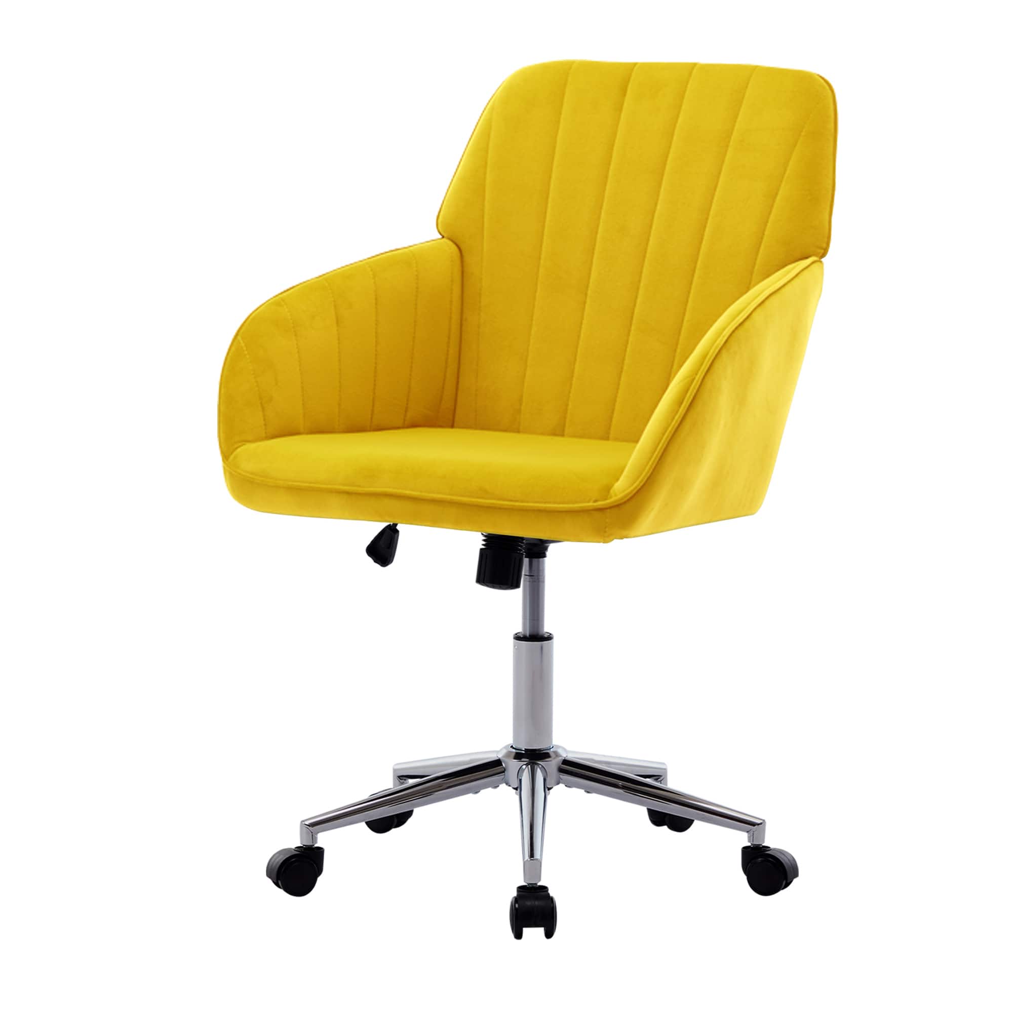 Spaco - Adjustable Office Chair, Home Bedroom, Ergonomic Swivel Chair, Backrest Seat, Comfortable for Long Sitting - Bright yellow
