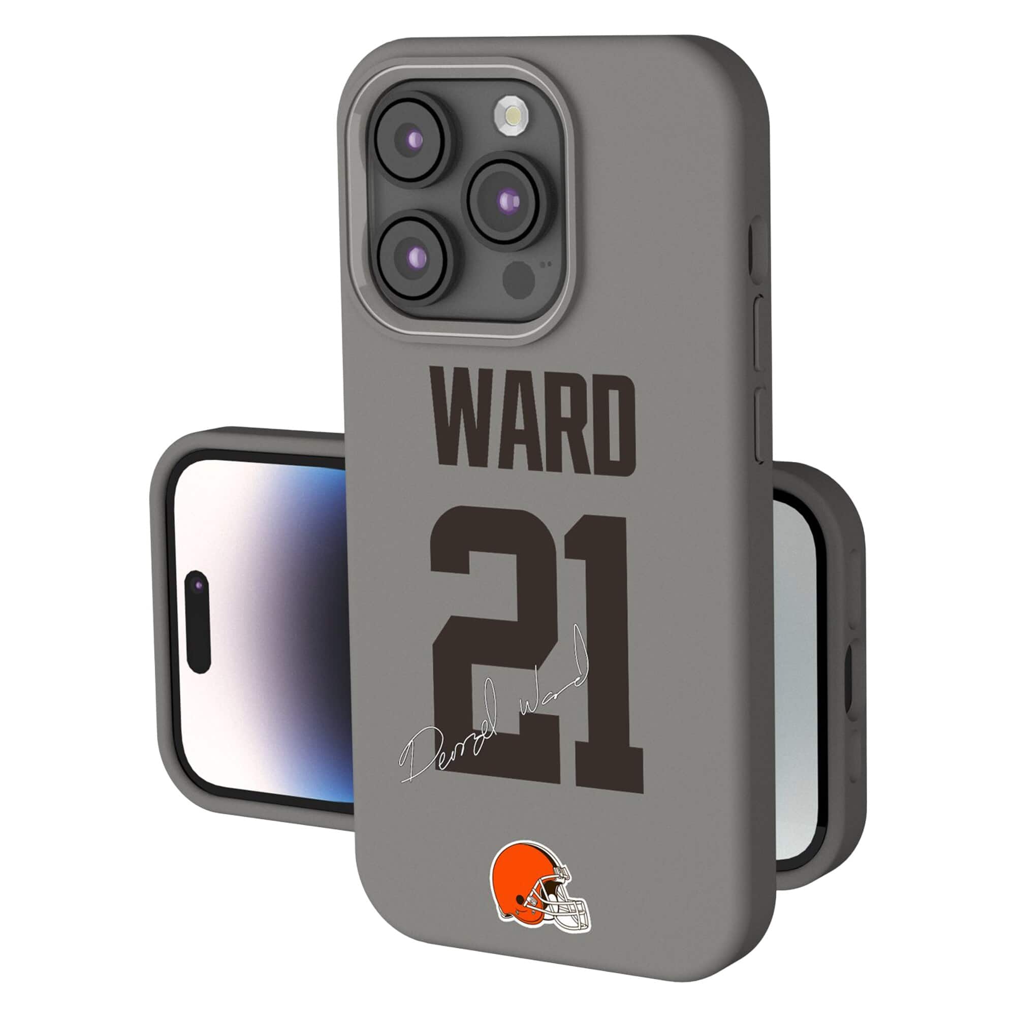 Keyscaper - NFL - Denzel Ward Cleveland Browns Ready Soft Touch iPhone Case - 15 Pro - Gray