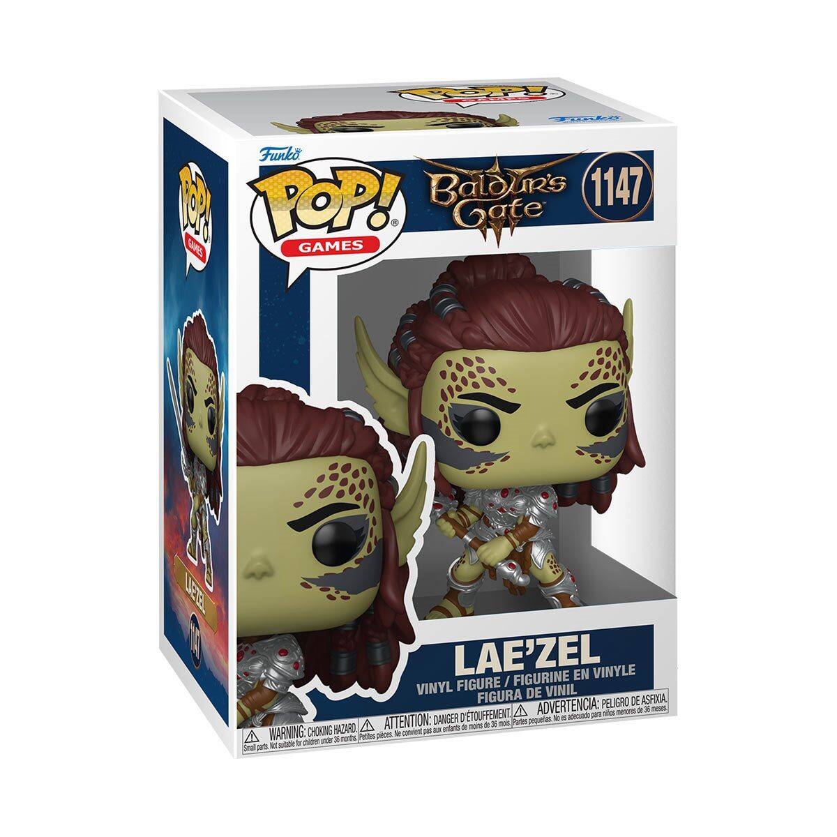 Funko POP! Games  
Baldur's Gate  
1147  

LAE'ZEL  
VINYL FIGURE / FIGURINE EN VINYLE / FIGURA DE VINIL  

WARNING: CHOKING HAZARD - Small parts not for children under 3 years.  
ATTENTION: PELIGRO DE ASFIXIA - Piezas pequeñas no son adecuadas para menores de 36 meses.  
ADVERTENCIA: DANGER - Étouffement - Petites pièces sutde à pdes under 3 ans.