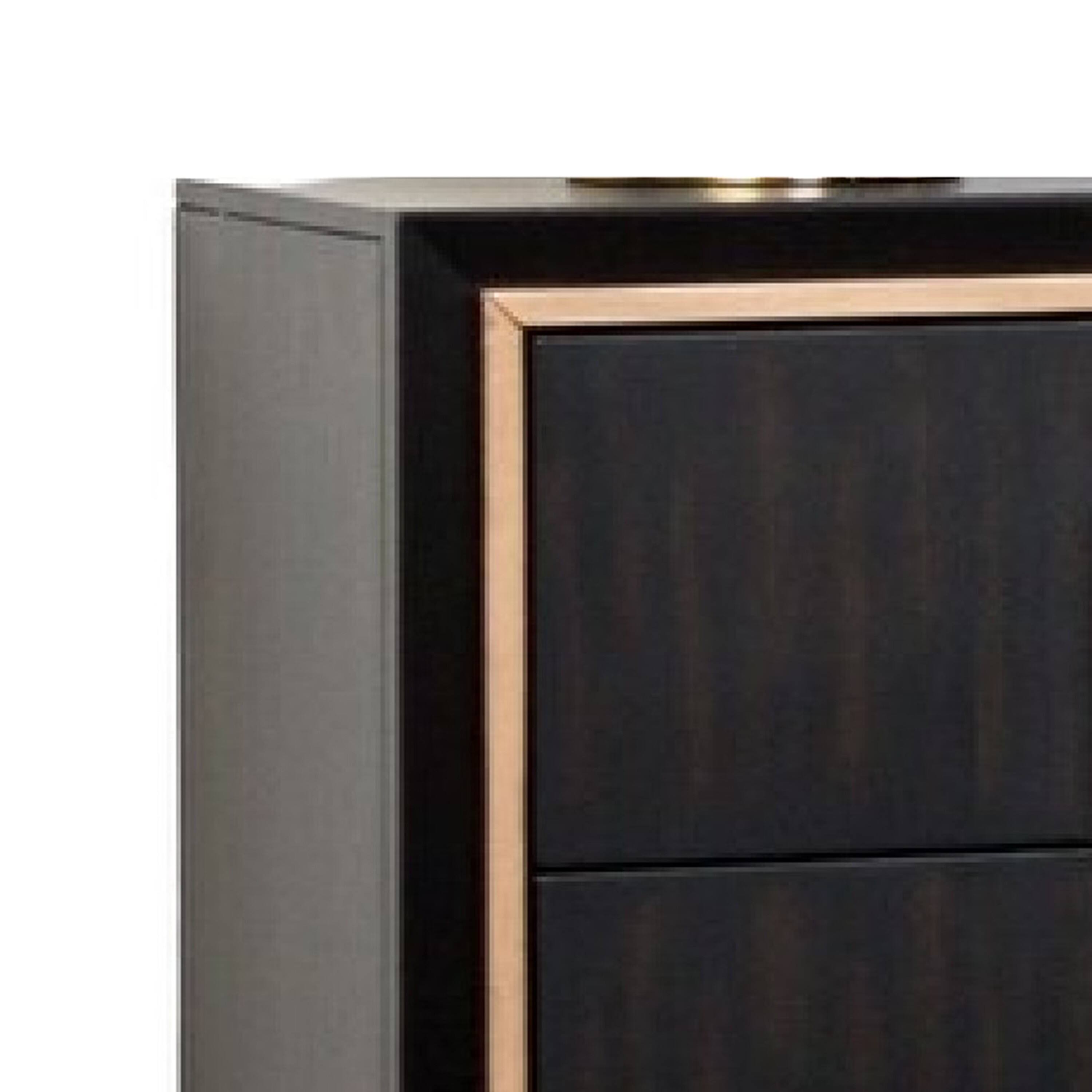 Alt View 2. Manhattan Lane - Yada Nightstand, 2 Drawers,27 Inch - Espresso Brown, Gold.