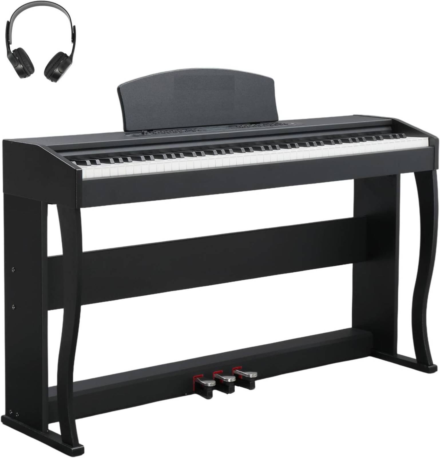 Front. Winado - Digital Piano 88 Keys Heavy Hammer Keyboard, with Large LCD Display, Headphone and Triple Pedals - Black.