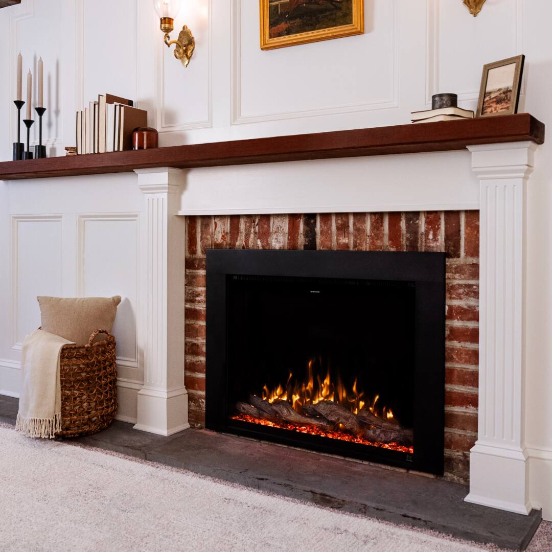 Angle. Touchstone Home Products - 33 in. Wall Mounted Recessed Fireplug Pro Electric Fireplace Insert 1500W - Black.