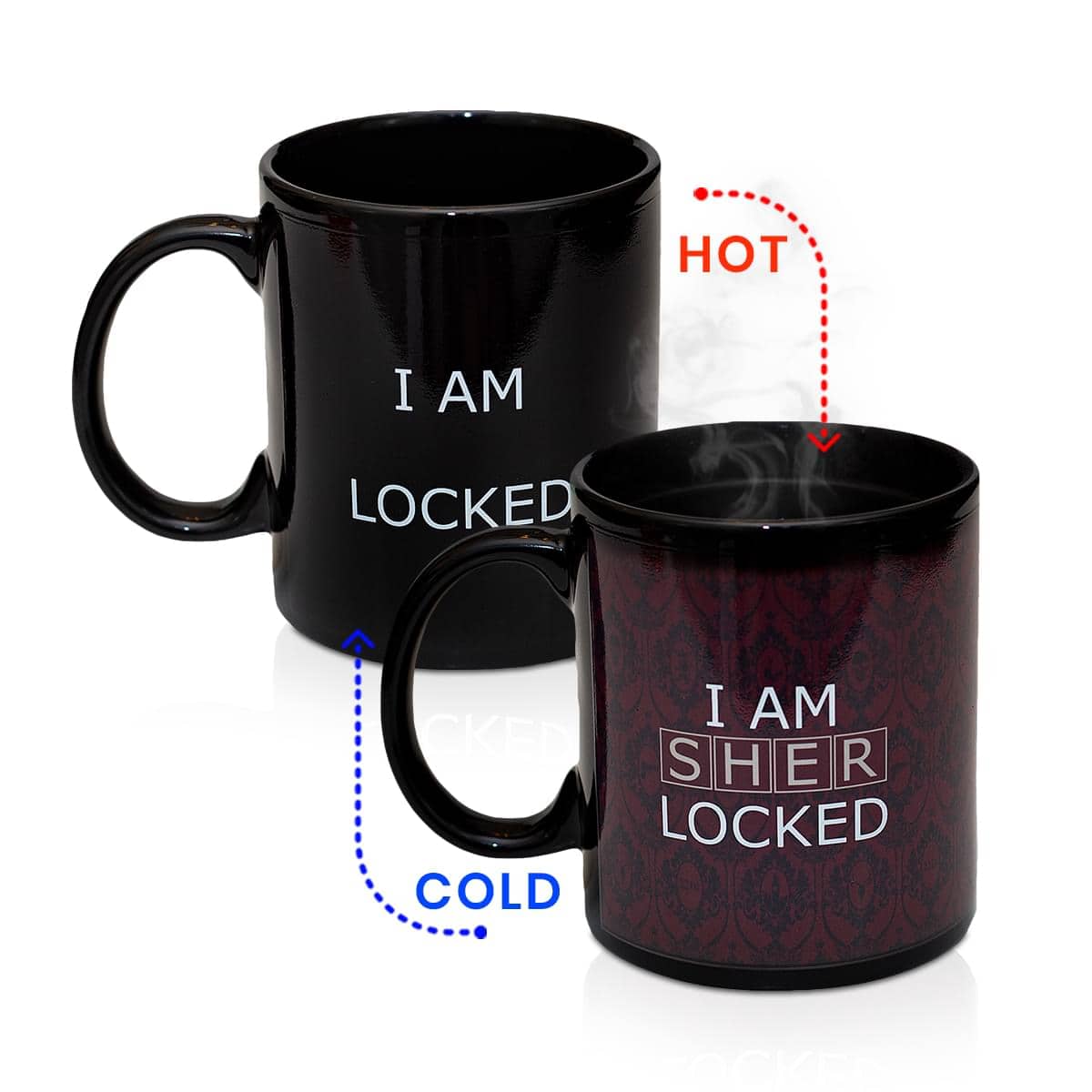 Seven20 - Sherlock 10 oz Ceramic Heat Reveal Mug: "I Am Sherlocked" - Black