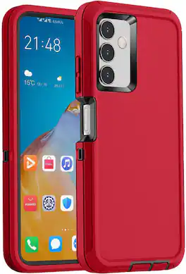 Entronix - Galaxy A15 Case - Triple-Layer Heavy Duty Protection for Ultimate Safety - Red