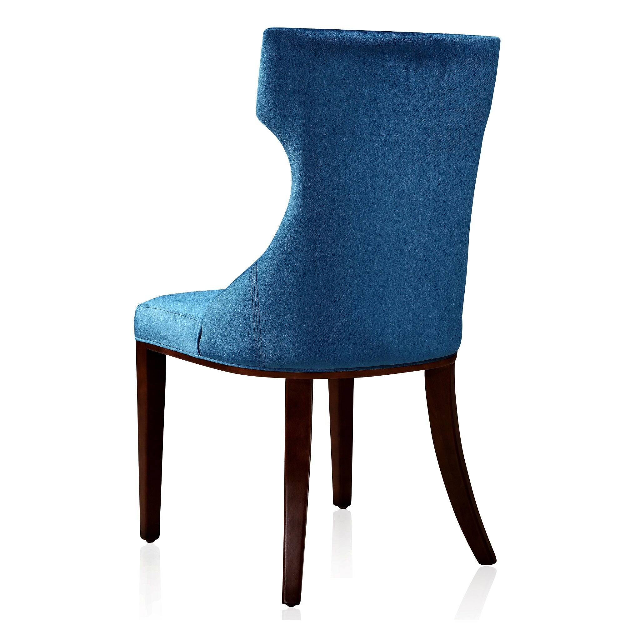 Alt View 3. Manhattan Comfort - Reine Traditional Wood Upholstered Dining Chair - Set of 2 - Cobalt Blue.