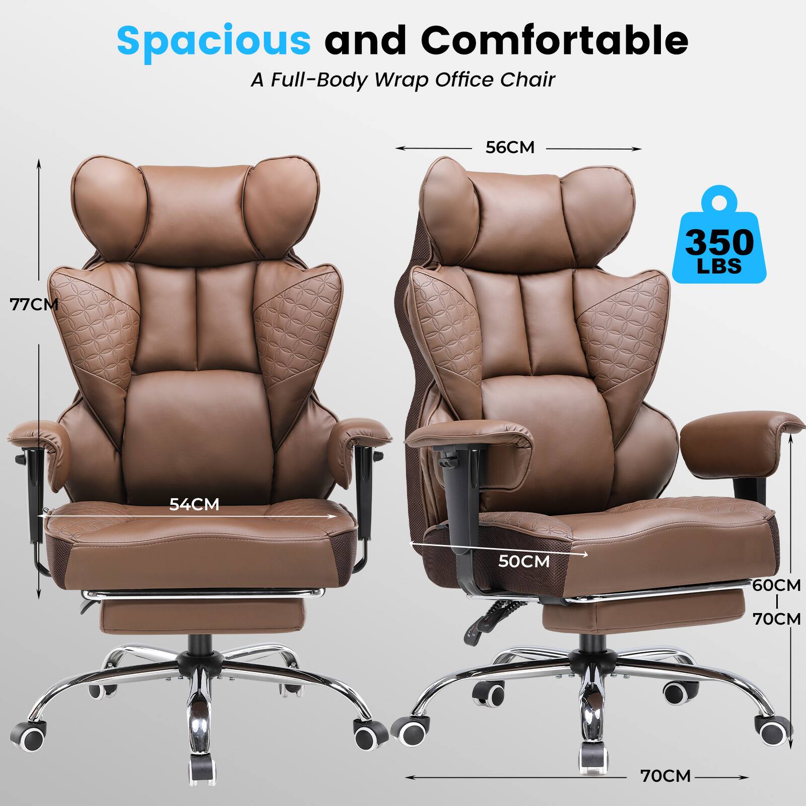 Spacious and Comfortable, A Full-Body Wrap Office Chair, 56CM, 350 LBS, 77CM, 54CM, 50CM, 60CM, 70CM, 70CM