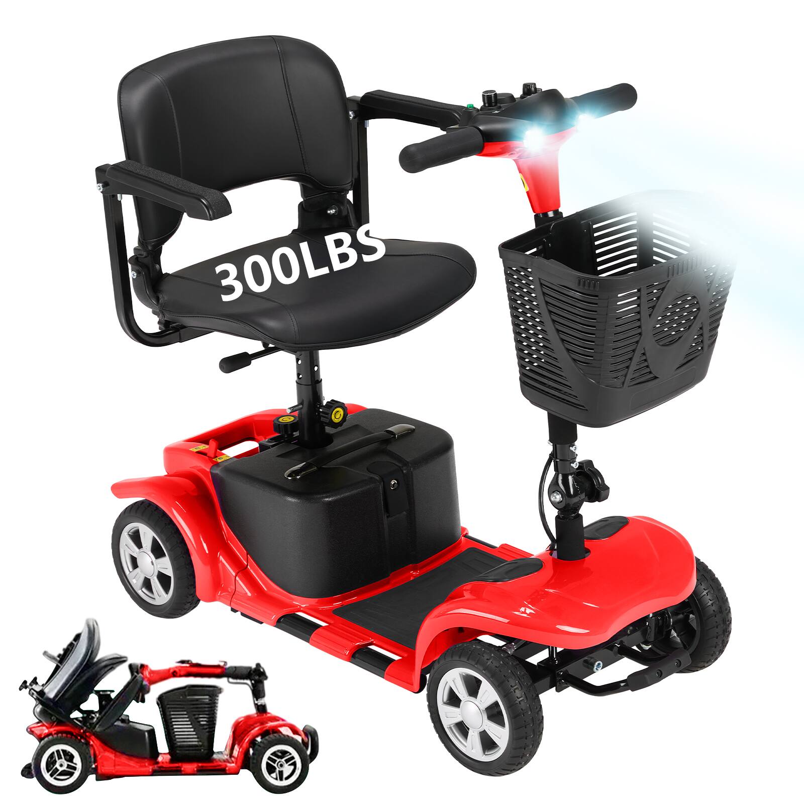 Hover Heart - Heavy Duty 4 Wheel Mobility Scooter for Adults & Seniors - 15 Mile Electric Travel Scooter with Seat and Basket - Red price history on PriceWatchPro