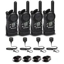 Motorola Solutions - 4 x Motorola CLS1110 UHF 1W 1-Channel 2-Way Radio - 4 Pack With Mic Bundle - Black