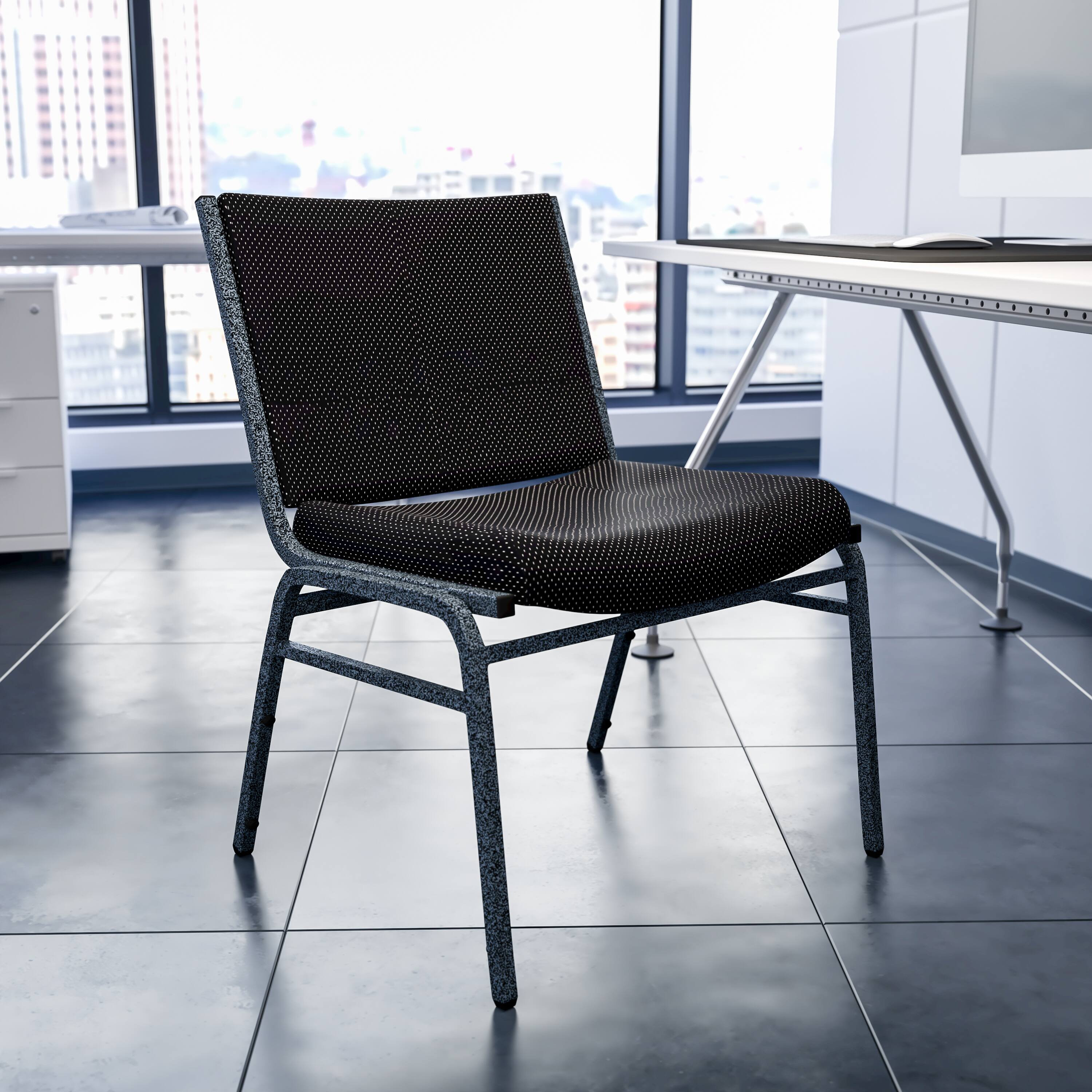 Alt View 1. Emma + Oliver - 1000 lb. Big & Tall Fabric Stack Chair - Black.
