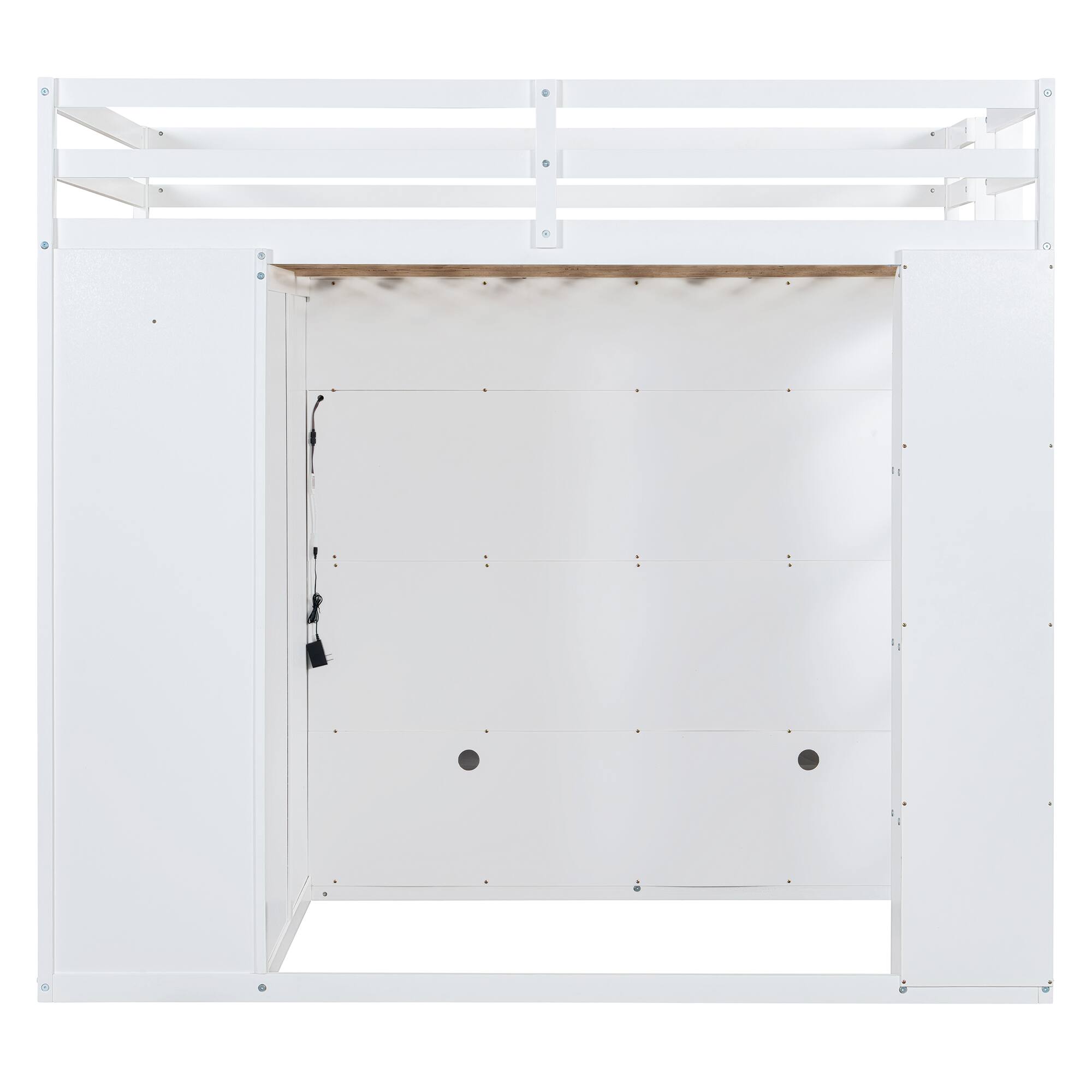 Alt View 4. Anysun - Full size Loft Bed with Drawers, Shelves and Light - White.