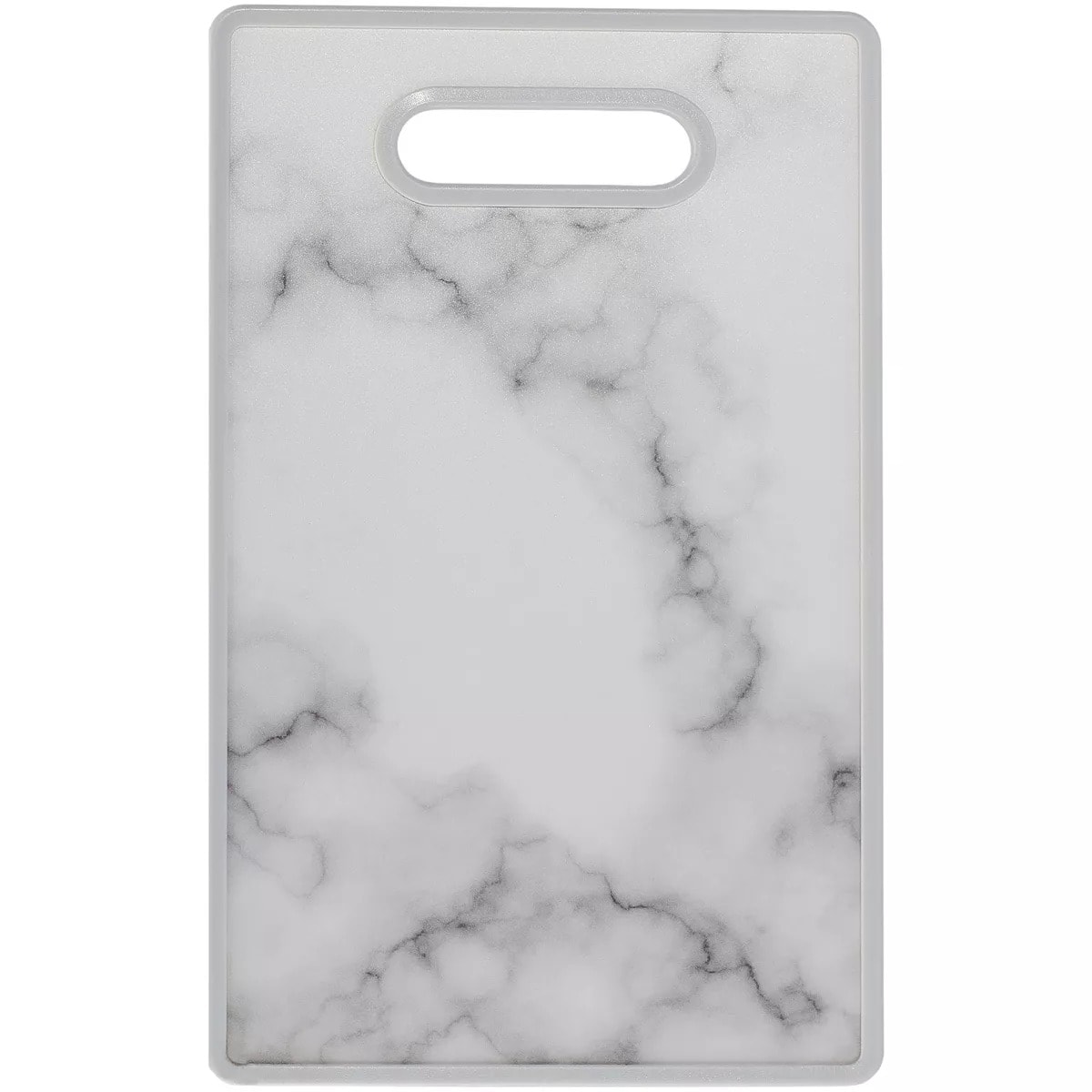 Elle Decor - 9" x 14" Kitchen Cutting Board - Designed Plastic, Nonslip, Easy-Grip Handle, Dishwasher Safe - Marble