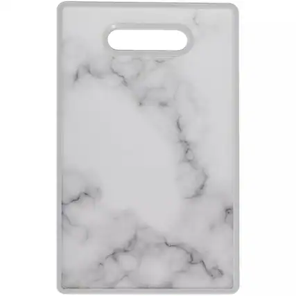 Front. Elle Decor - 9" x 14" Kitchen Cutting Board -Marble Designed Plastic, Nonslip, Easy-Grip Handle, Dishwasher Safe - Marble.