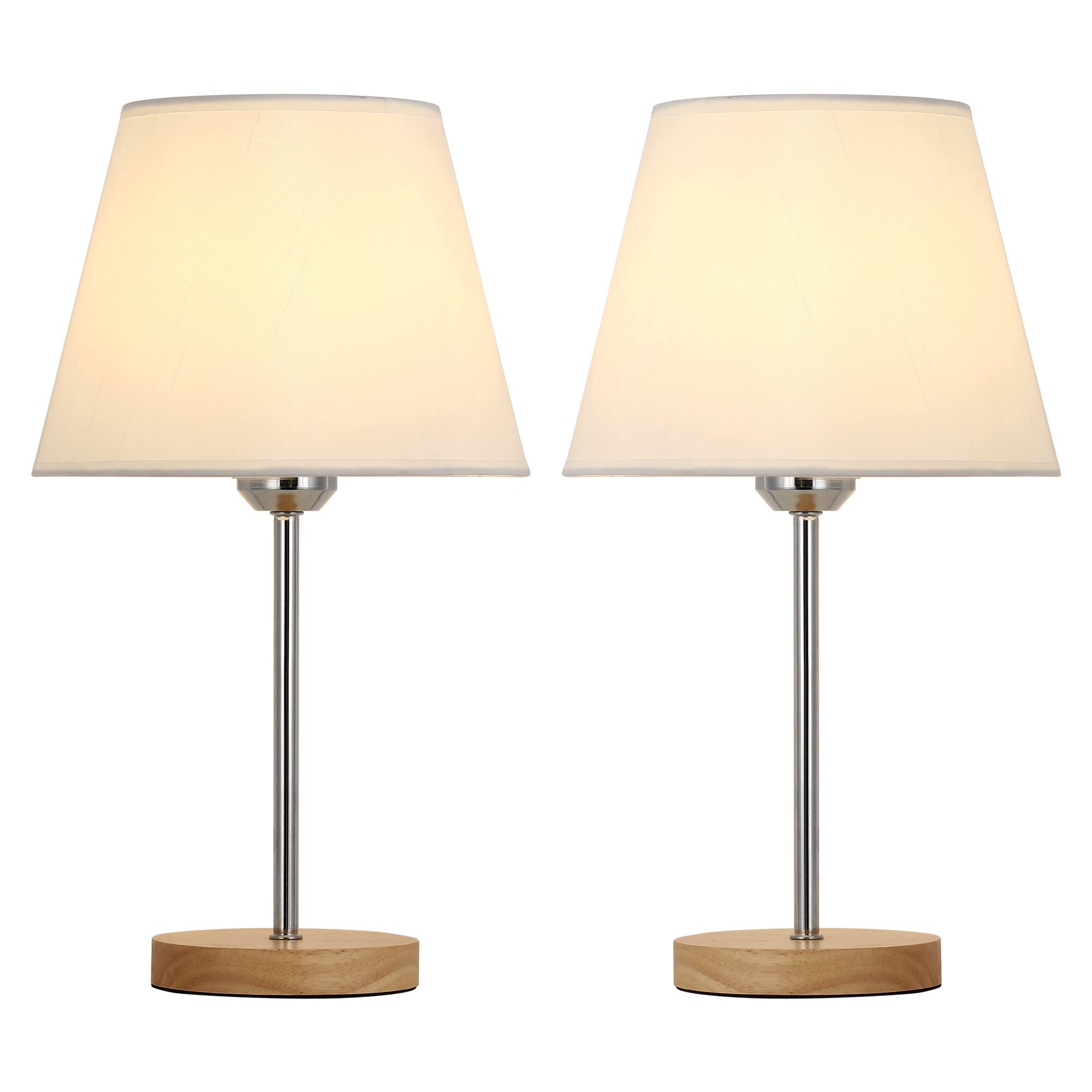 Alt View 1. Oumilen - 2Pcs Fabric Shade Table Lamp Desk Lamp Night Light for Living Room Bedroom.