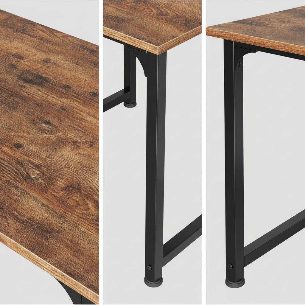 Alt View 1. ZUQIETA - ZUQIETA 55" Large Computer Desk - Sturdy Metal Frame with Ample Legroom, Rustic Brown - Rustic Brown.