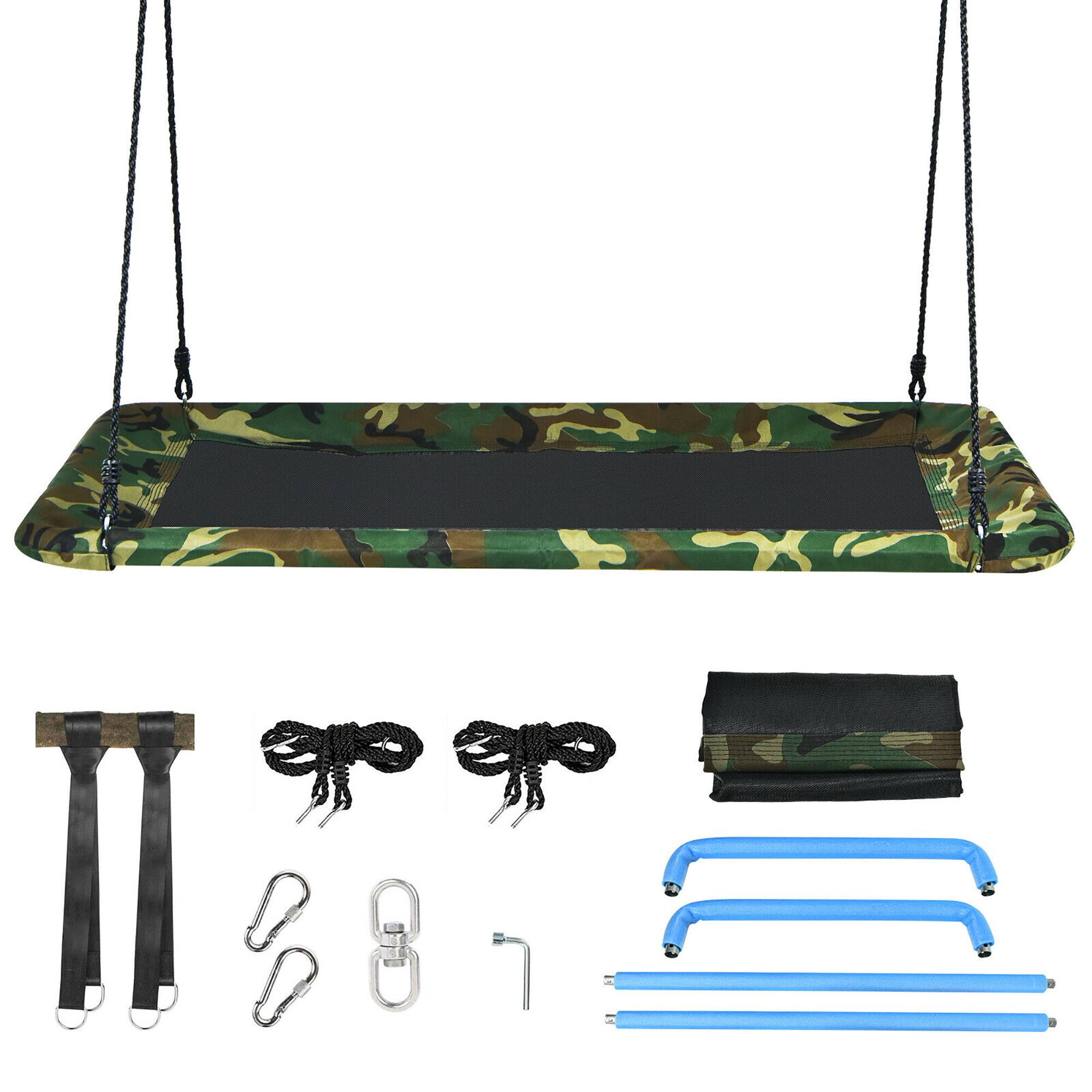 Alt View 8. Costway - Costway 700lb Giant 60"Platform Tree Swing Outdoor w/ 2 Hanging Strap Camo - Camo Green.