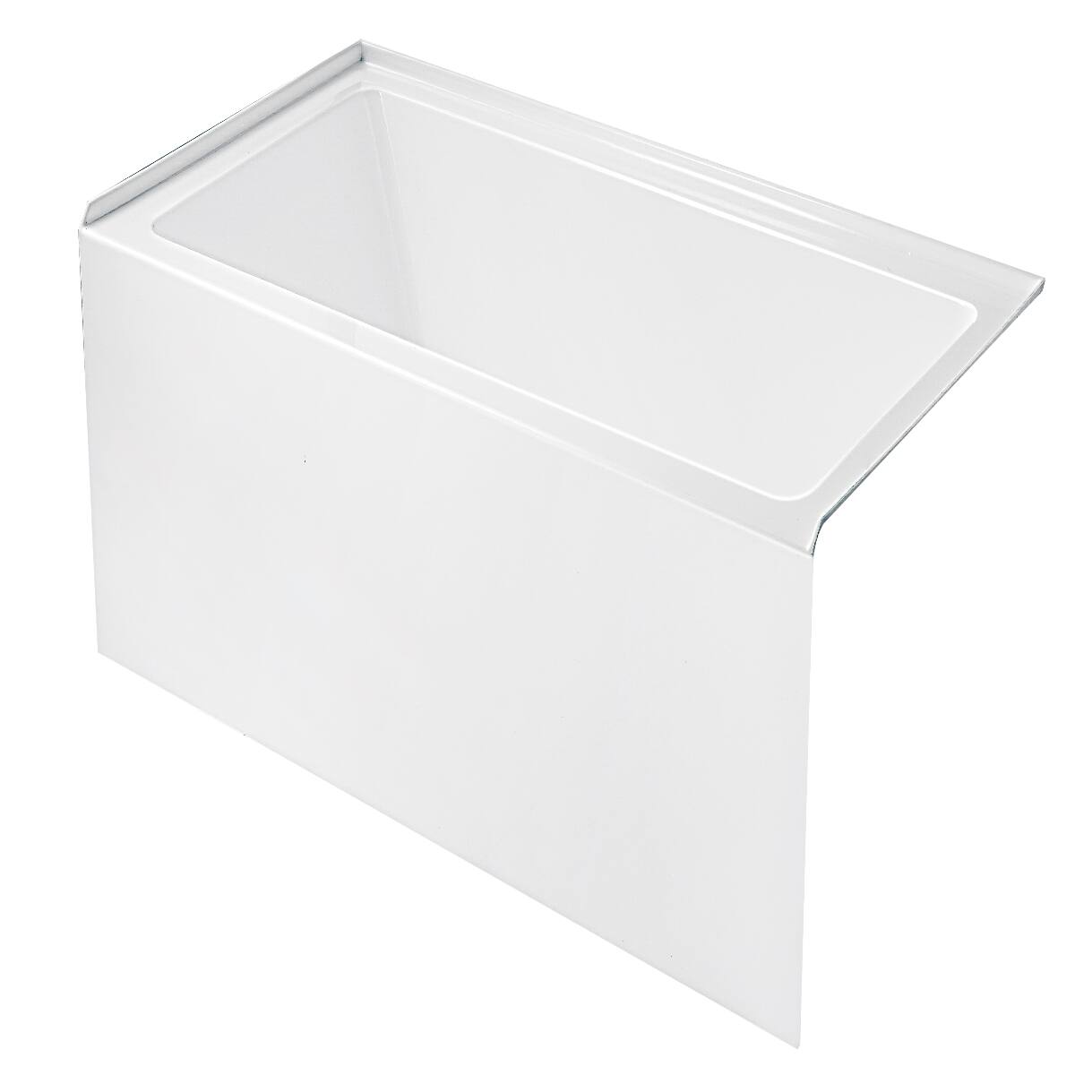 Back. Loheer - Loheer 60 Inch Acrylic Alcove Soaking Bathtub with Right Drain and Overflow White - Glossy White.