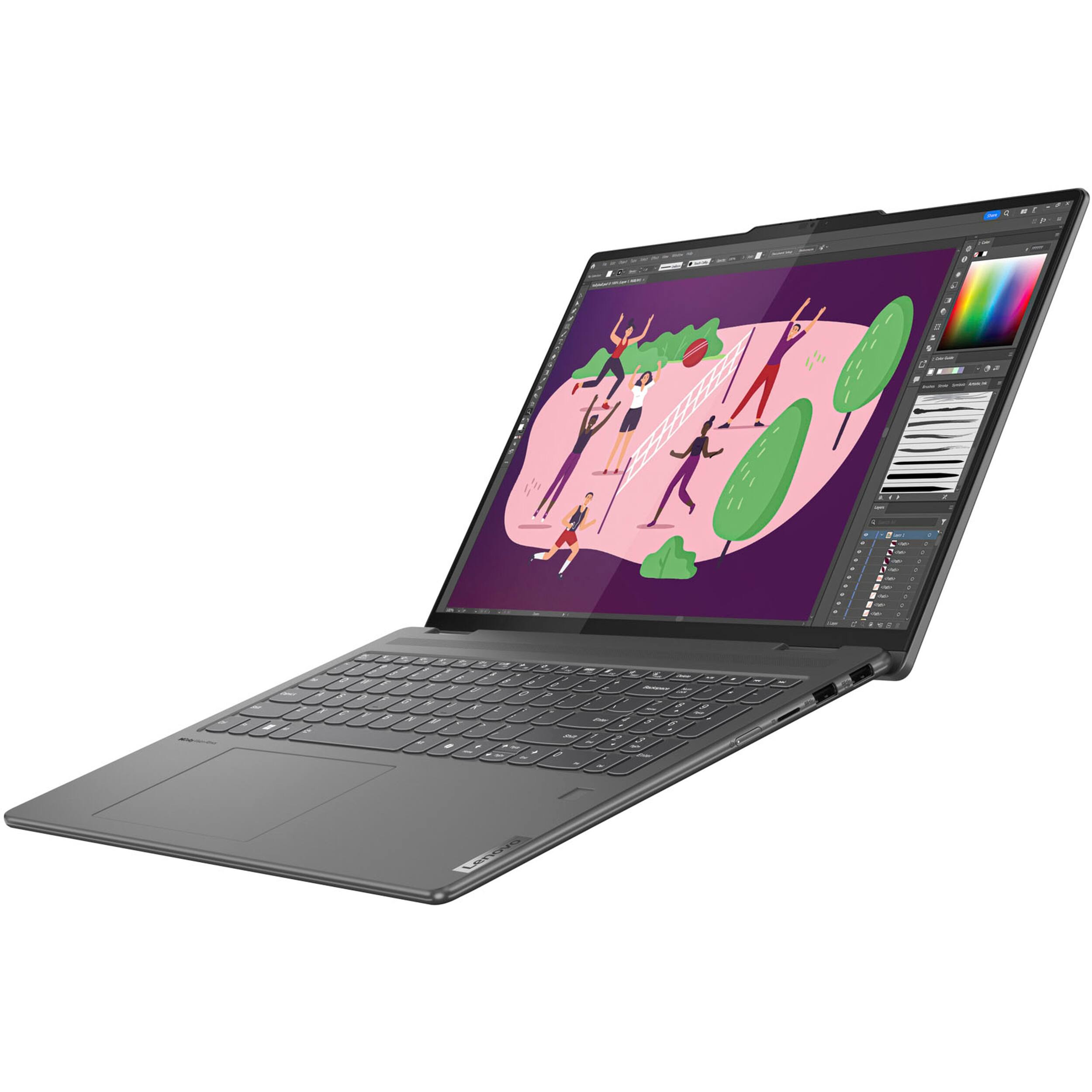 Alt View 7. Lenovo - Lenovo - Yoga 7i 2-in-1 16" 2K Touchscreen Laptop - Intel Core Ultra 7 155U 2023 - 16GB Memory - 2TB SSD - Storm Grey - Storm Grey.