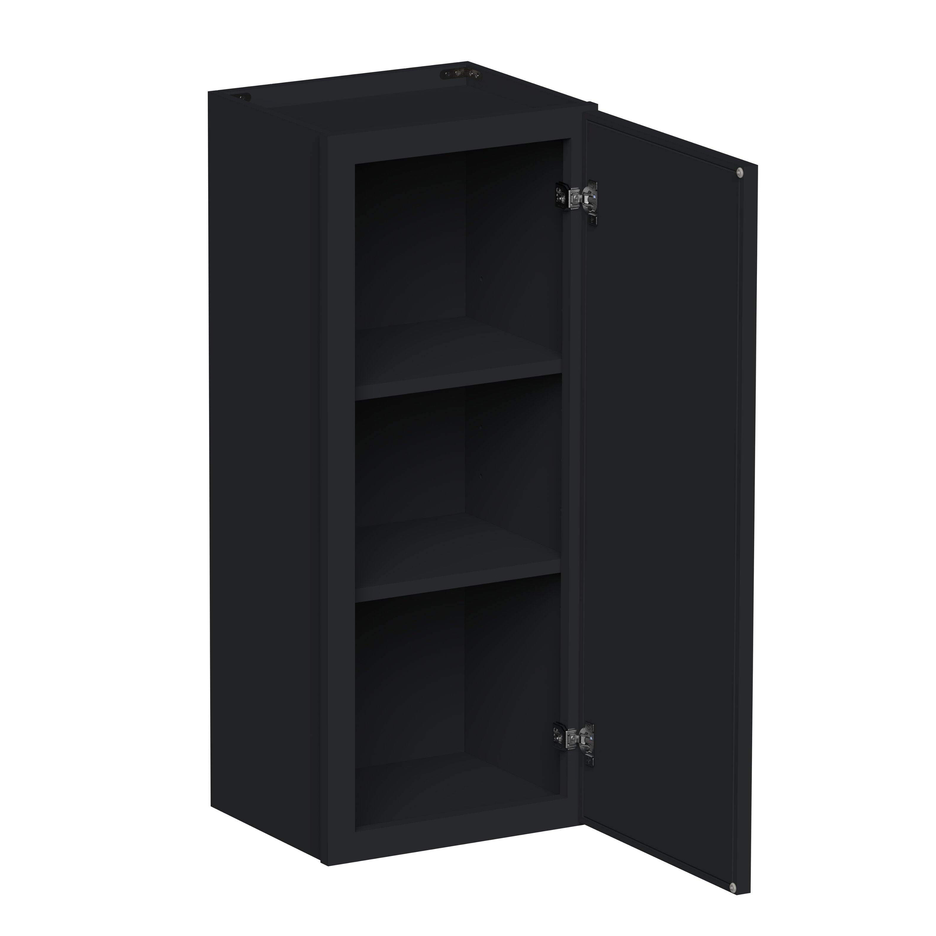 Angle. Boyel Living - 15-in W x 36-in H x 12-in D Shaker RTA Kitchen Wall Cabinet with Soft-Close - Black.