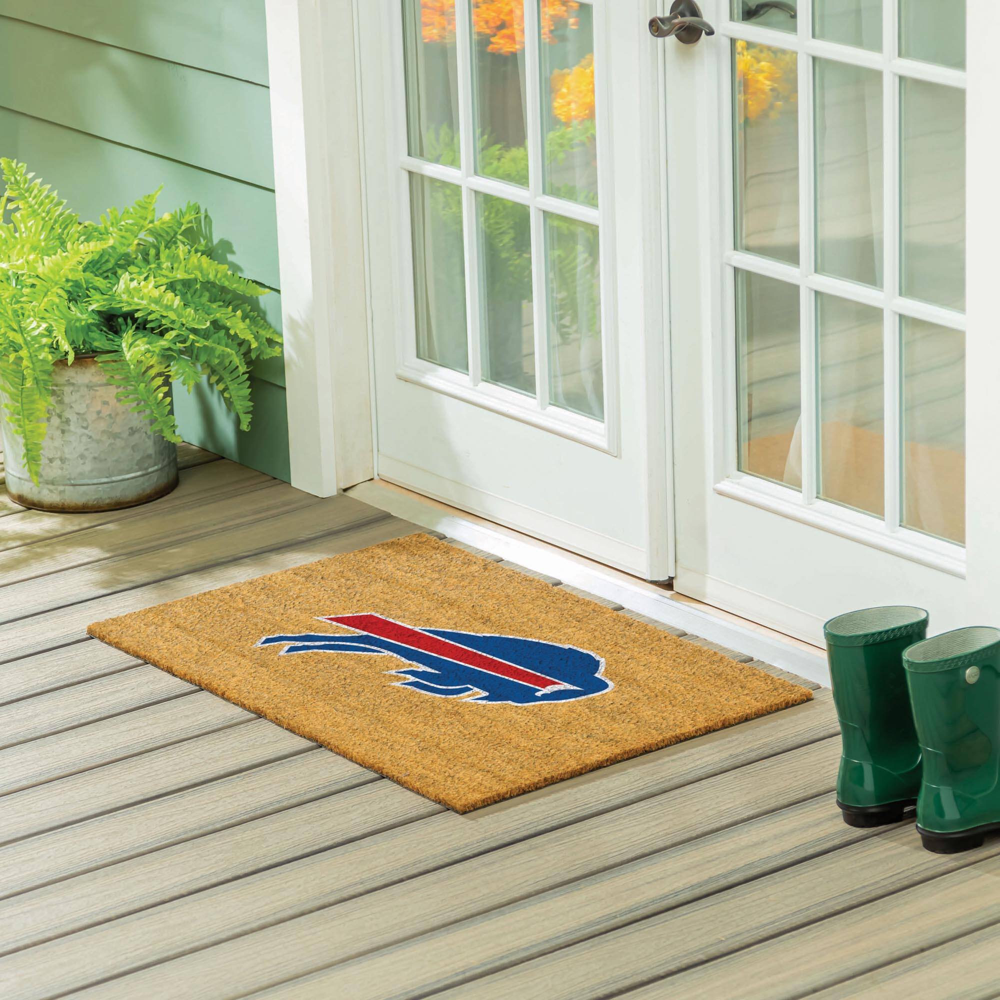 Alt View 1. Evergreen Enterprises - Buffalo Bills 24" x 36" Outdoor Team Logo Coir Mat - Brown.