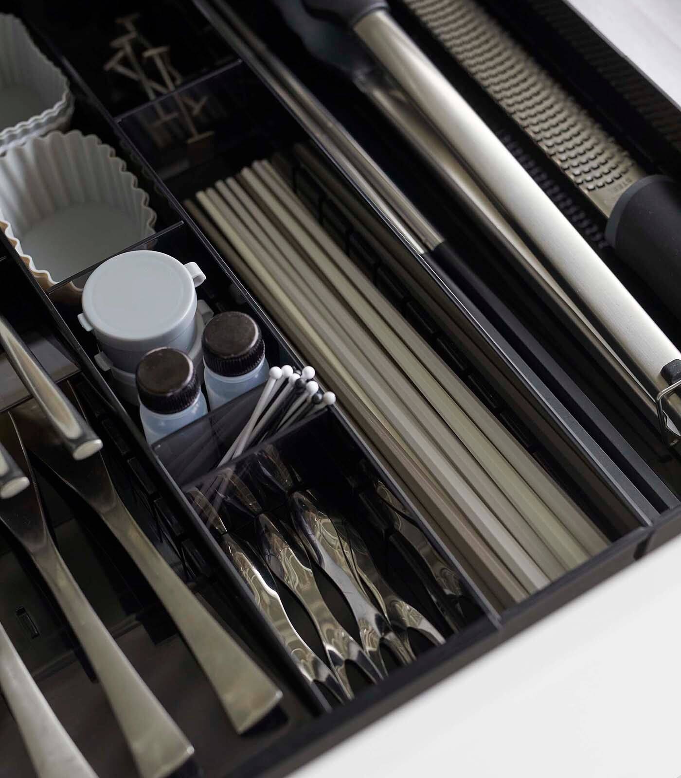 Alt View 5. Yamazaki Home - Expandable Cutlery Organizer - Large - white.