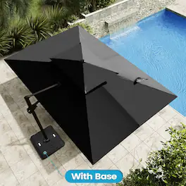 Crestlive Products - 12ft Aluminum Double Top Slide-tilt Cantilever Patio Umbrella with 350lbs Base - Black