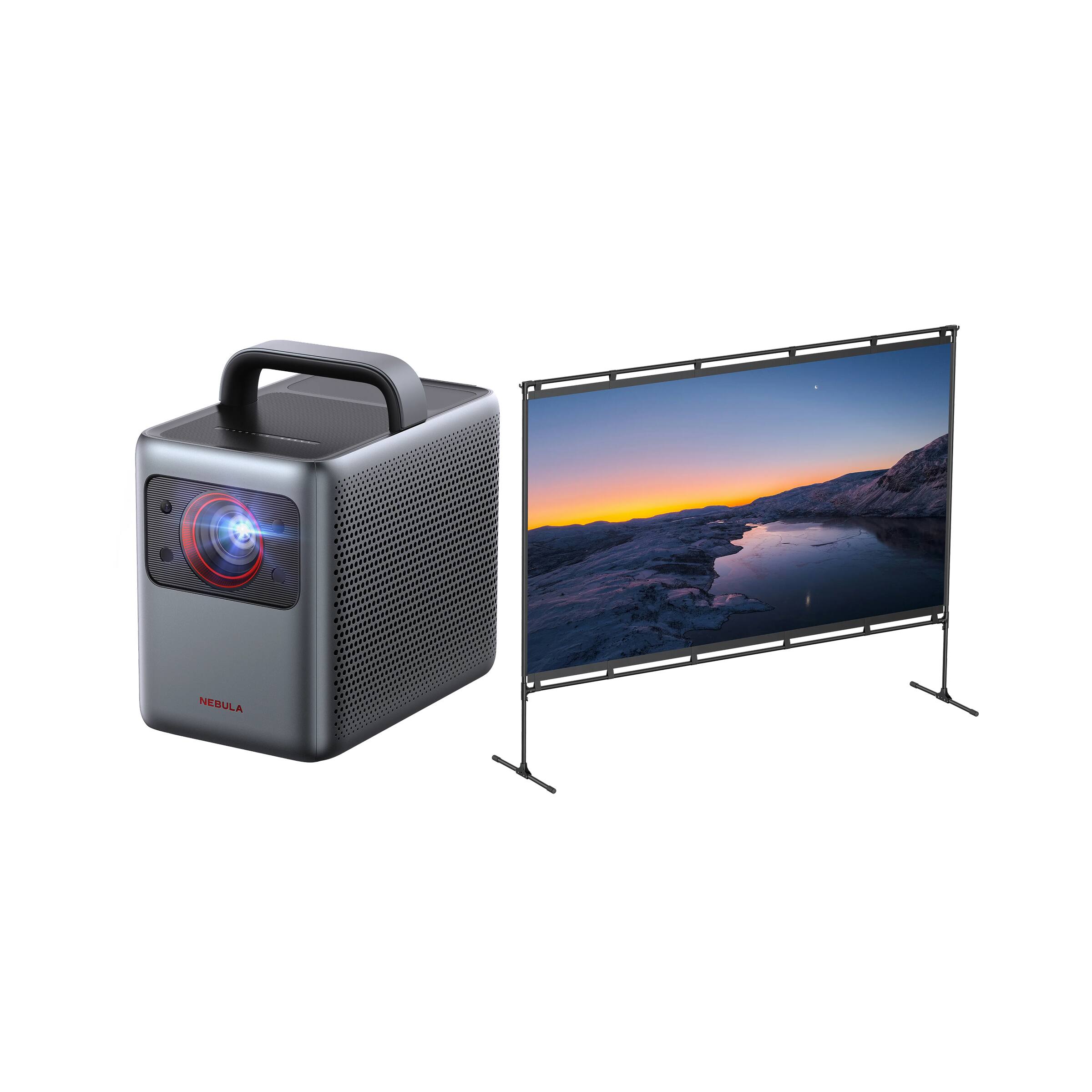 Nebula - Cosmos Laser 4K Projector with 100-Inch Home Projector Screen - Gray
