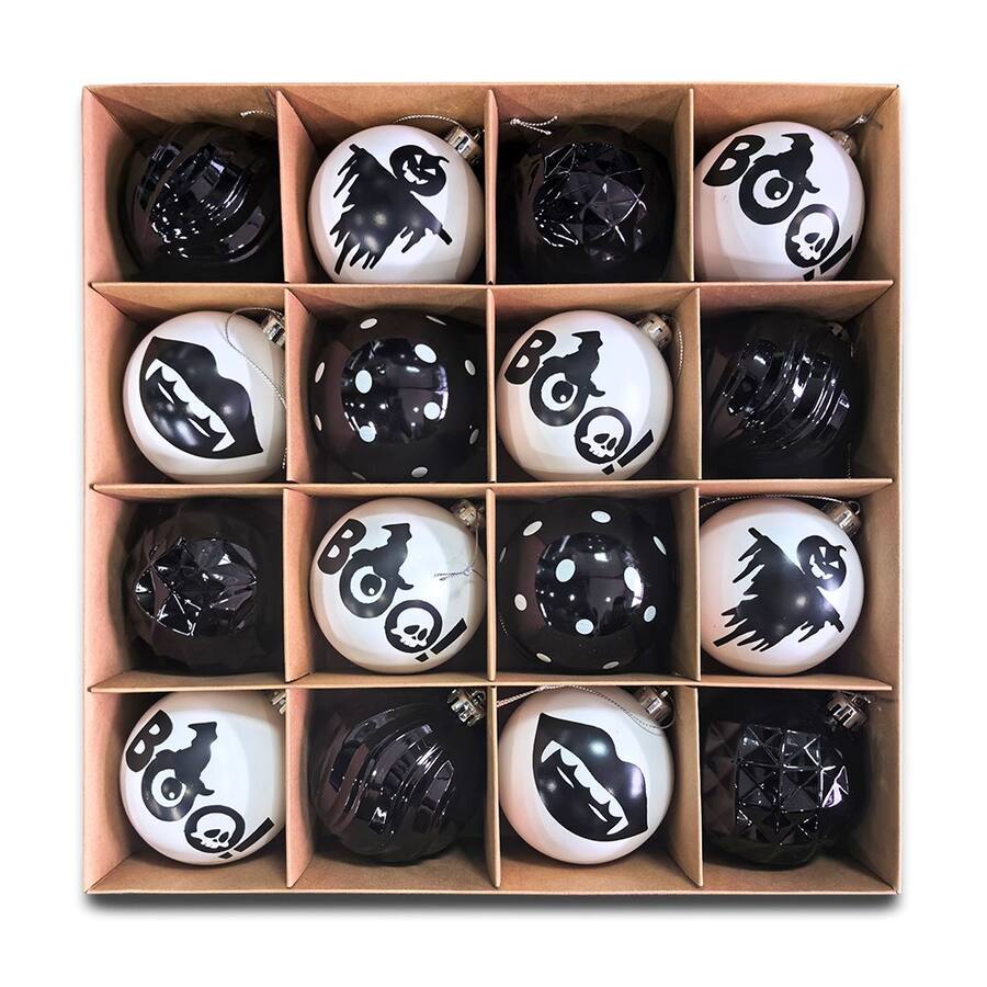 OrnamentallyYou Creepy Boo Assorted 16 Piece Black and White Ornament ...