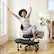 Alt View 3. KERDOM - Ergonomic Cross-Legged Office Chair with Wheels, Meditation & Kneeling Chair for ADHD, PU Leather Wide Seat 360° Swivel - Black.