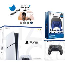 PlayStation 5 Slim Disc with Extra Controller, Pro Gamer Starter Kit and MightySkins Decal Voucher - PlayStation 5