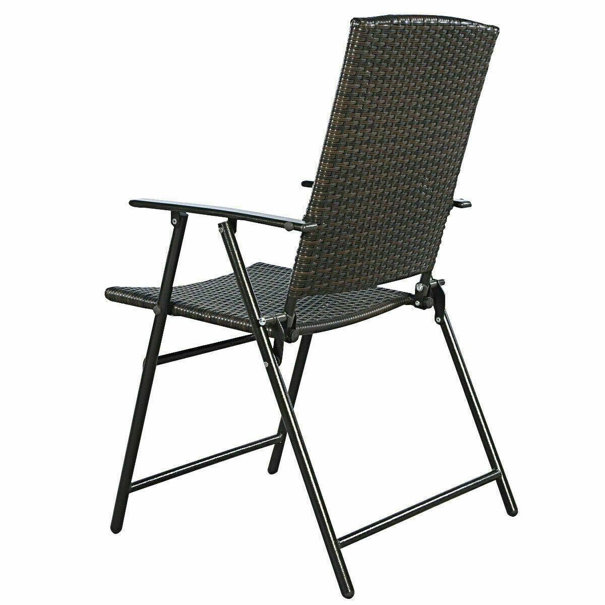 Alt View 9. Gymax - Gymax Folding Rattan Chair Brown 4 PCS Outdoor Indoor Furniture - Brown.