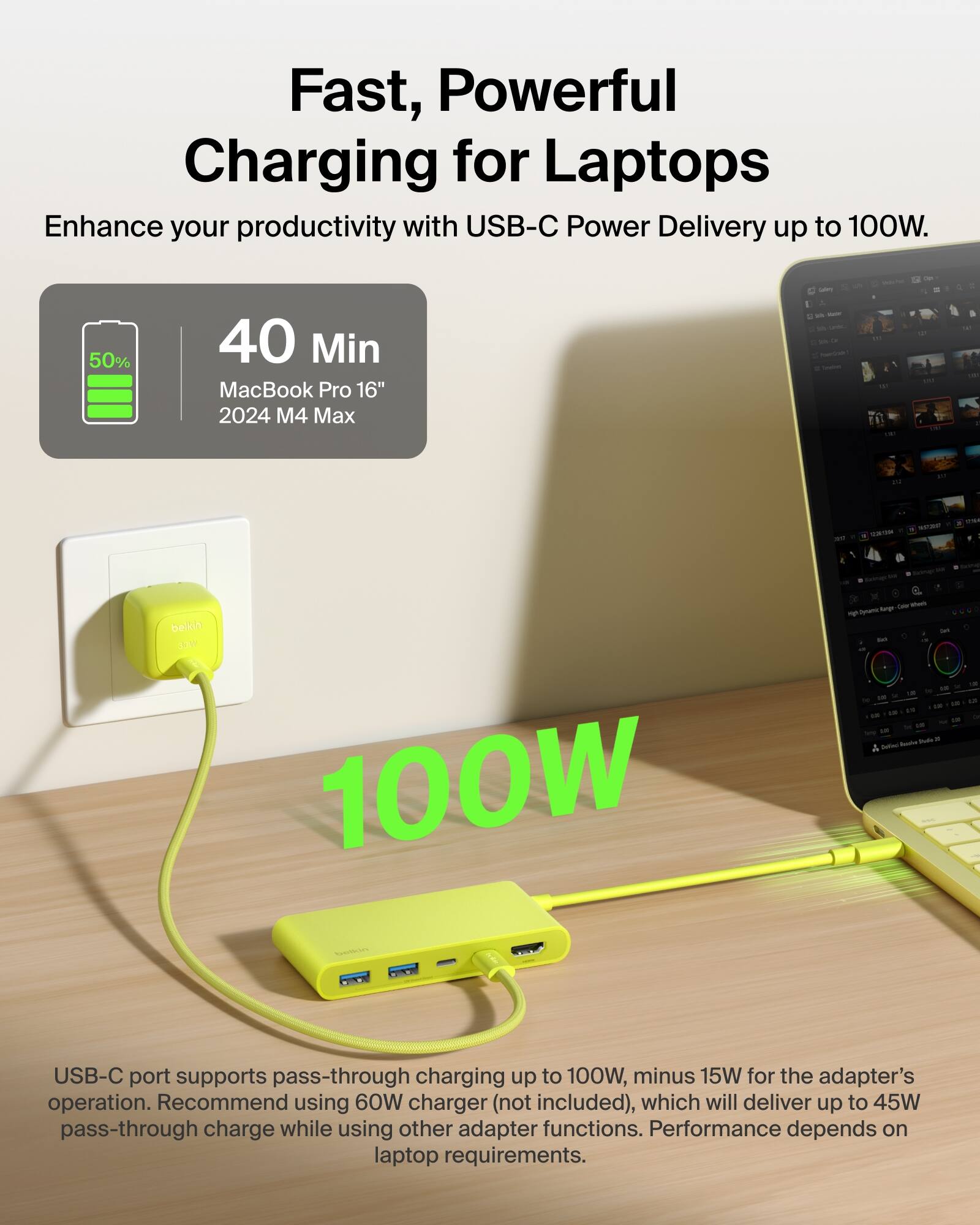 Belkin 5 Port Hub w/ 4K HDMI Display with 60Hz, 100W PD, Data Transfer ...