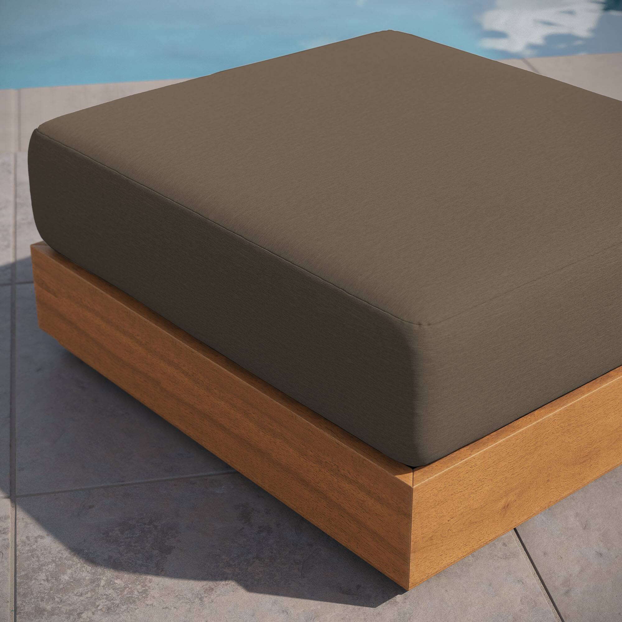 Alt View 2. Modway - Tahoe Outdoor Patio Acacia Wood Ottoman by Modway - Natural Cocoa.