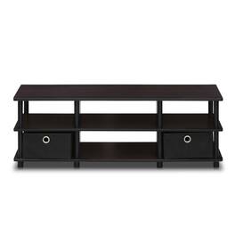 Furinno - Econ TV Entertainment Center with Storage Bins - Espresso/Black