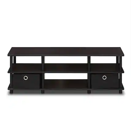 Front. Furinno - Econ TV Entertainment Center with Storage Bins - Espresso/Black.