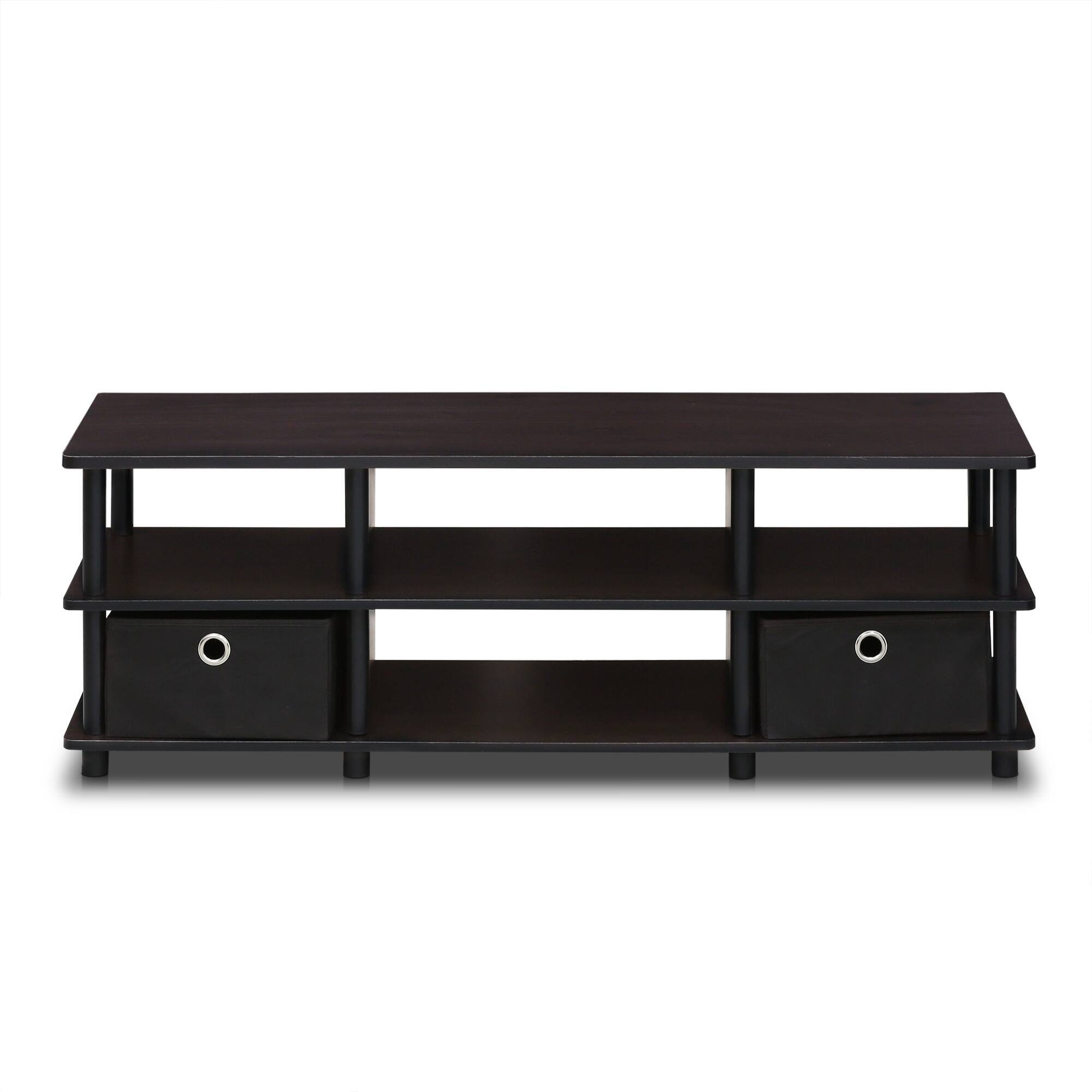Front. Furinno - Econ TV Entertainment Center with Storage Bins - Espresso/Black.