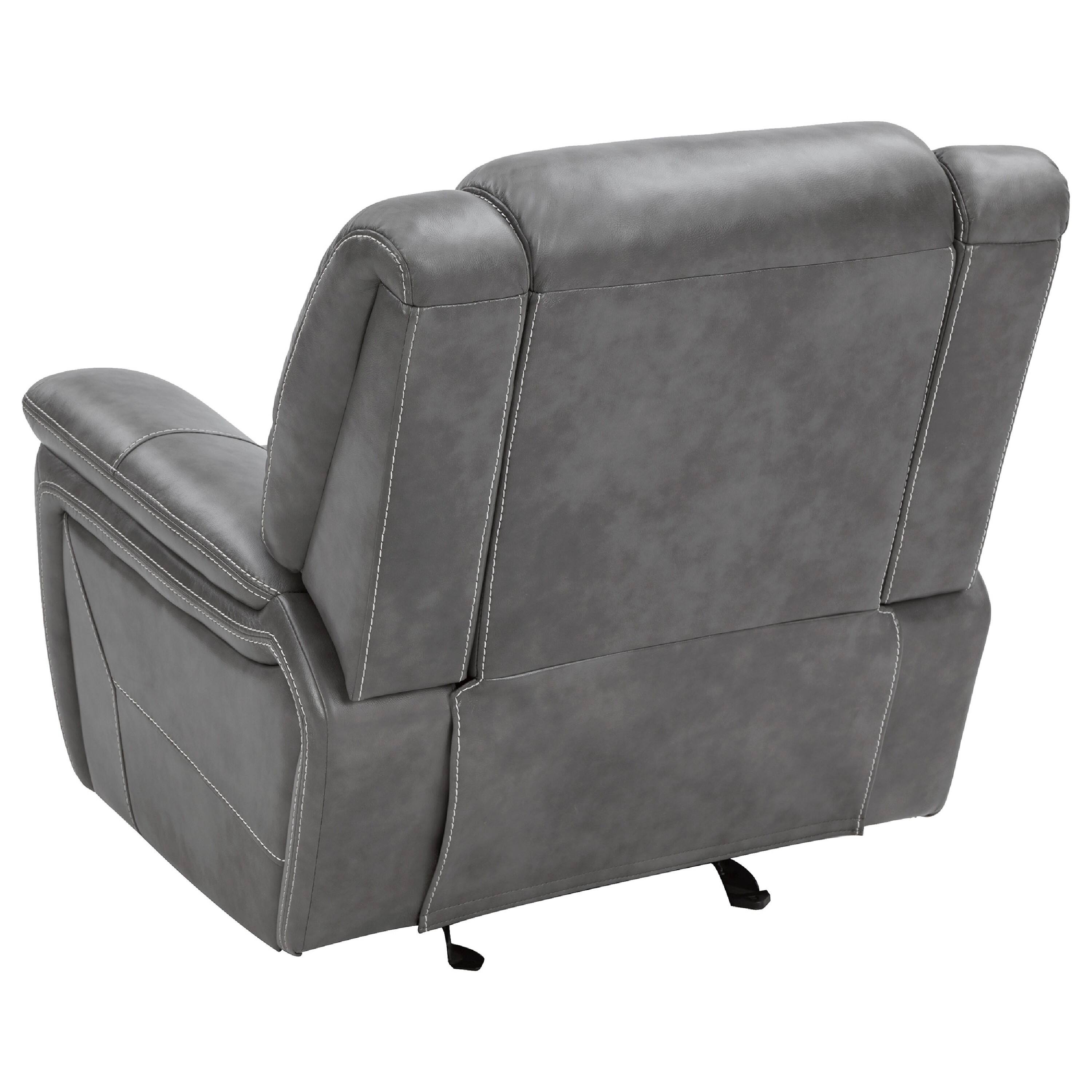 Alt View 2. Manhattan Lane - Leatherette Glider Recliner Chair with Stitched Details - Gray.