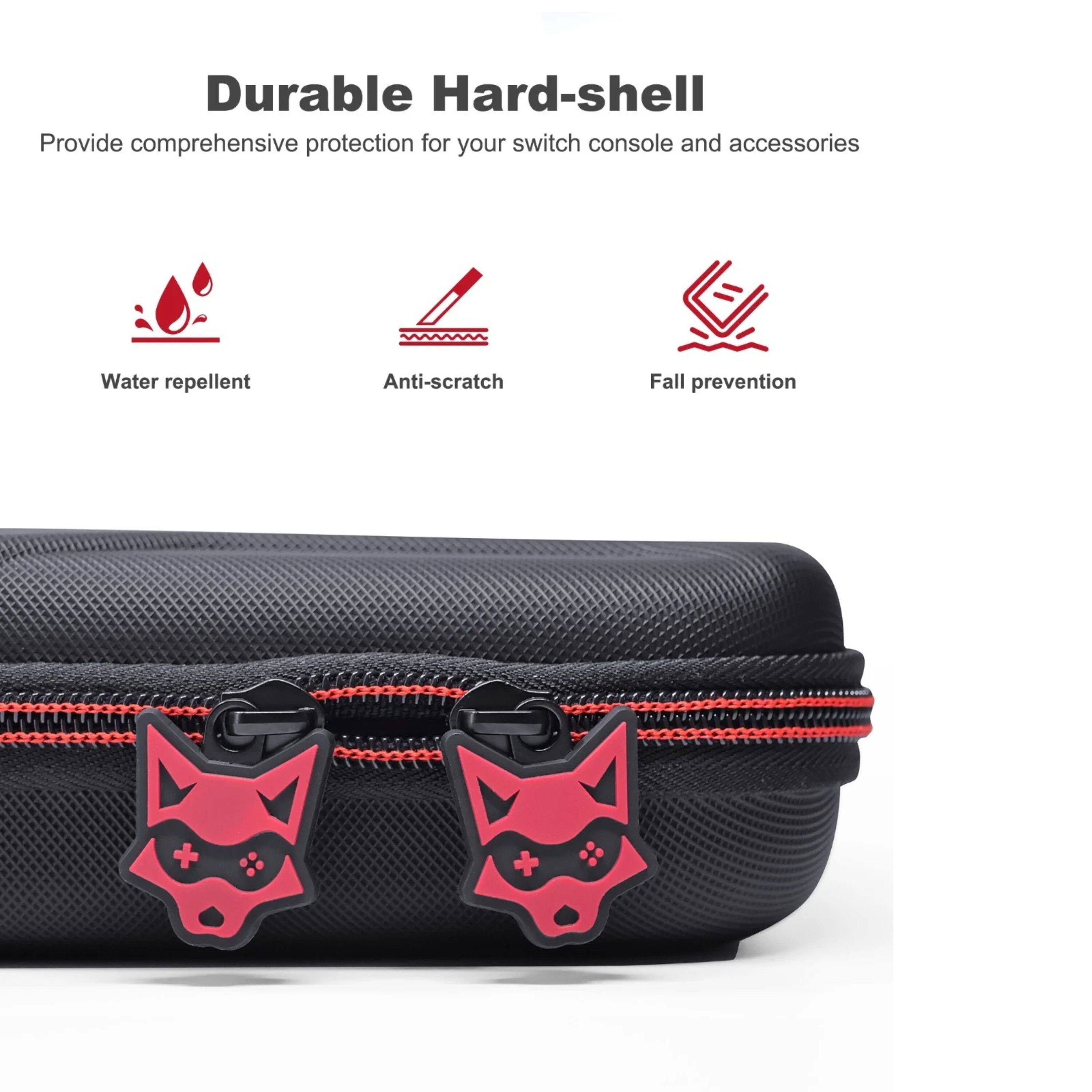 Durable Hard-shell  
Provide comprehensive protection for your switch console and accessories  
Water repellent  
Anti-scratch  
Fall prevention