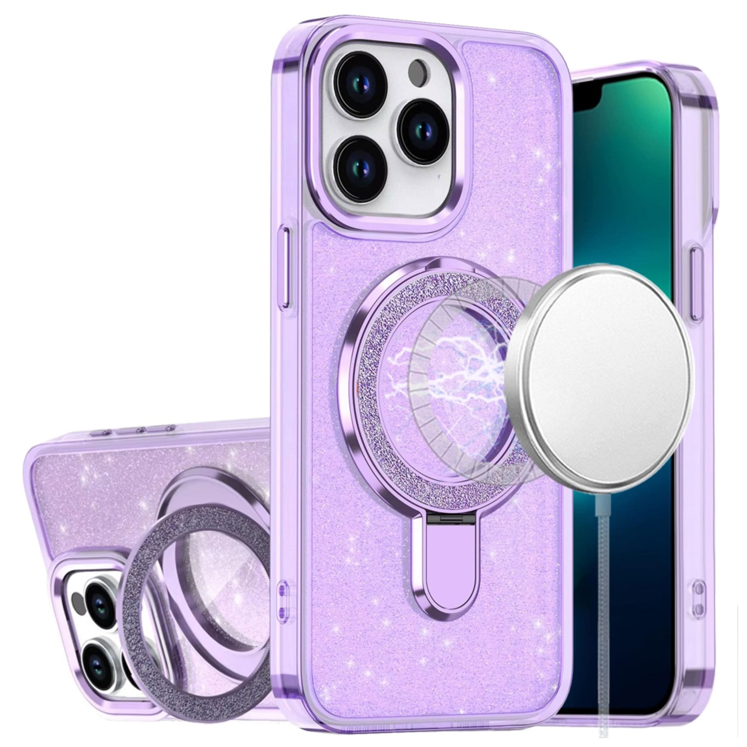 Kitcheniva - Sparkling Magnetic Phone Case For iPhone 13 Pro Max - Light Purple