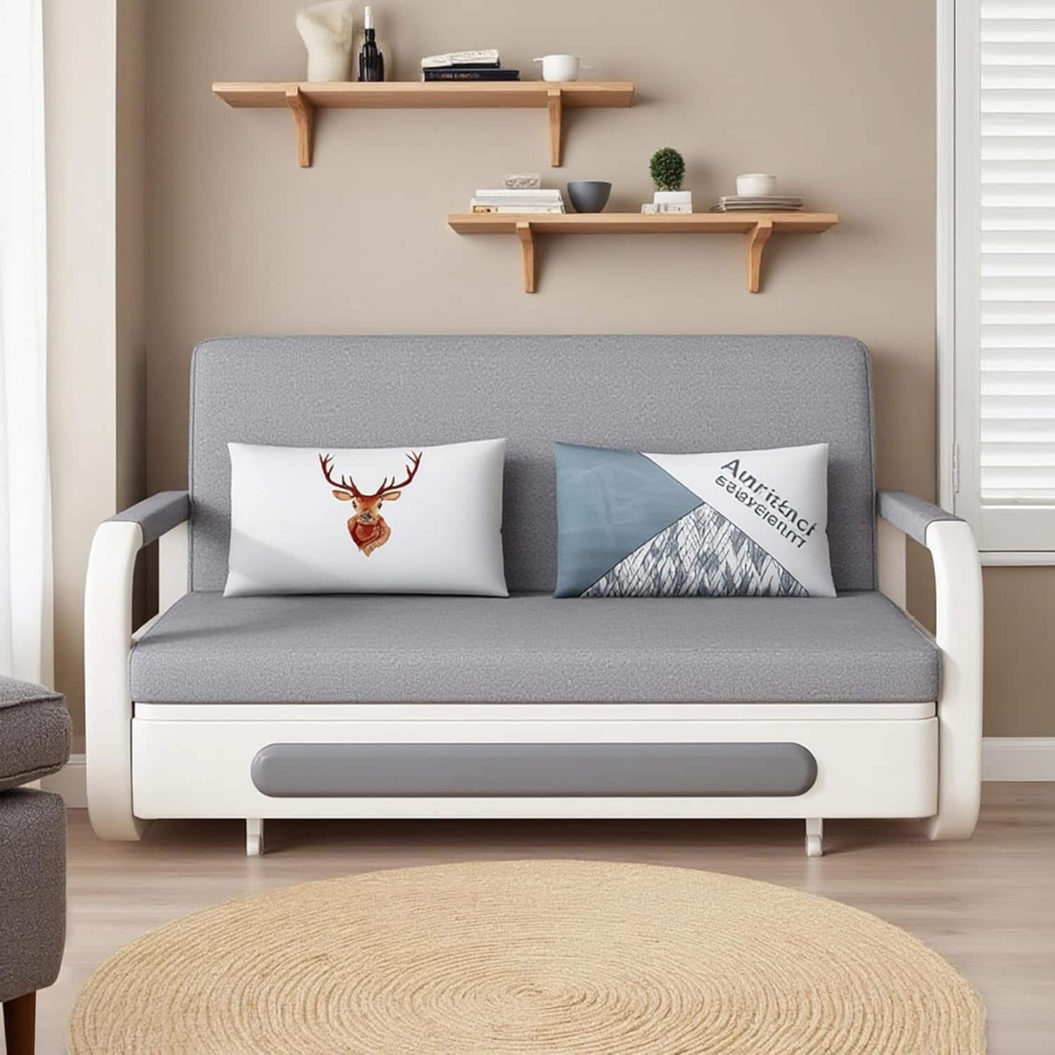 luck idea - Convertible Sofa Bed with Storage,2 in 1 Pull Out Sleeper Sofa,Fold Couch Bed with Side Pocket for Apartment Living Room - Gray