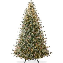 Best Choice Products - 12ft Pre-Lit Cashmere Christmas Tree, Premium Semi-Flocked Pre-Decorated Artificial Holiday Decor - Green