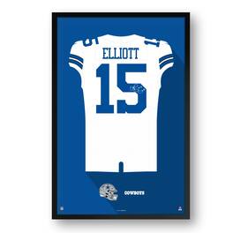 Sporticulture - Ezekiel Elliott Dallas Cowboys 14" x 20" Framed Jersey Art Print - Multicolor