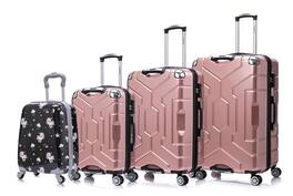 BreeBe - Luggage set PC material four piece travel luggage set, with rotating wheels and a sense of technology - Rose Gold , Blakc