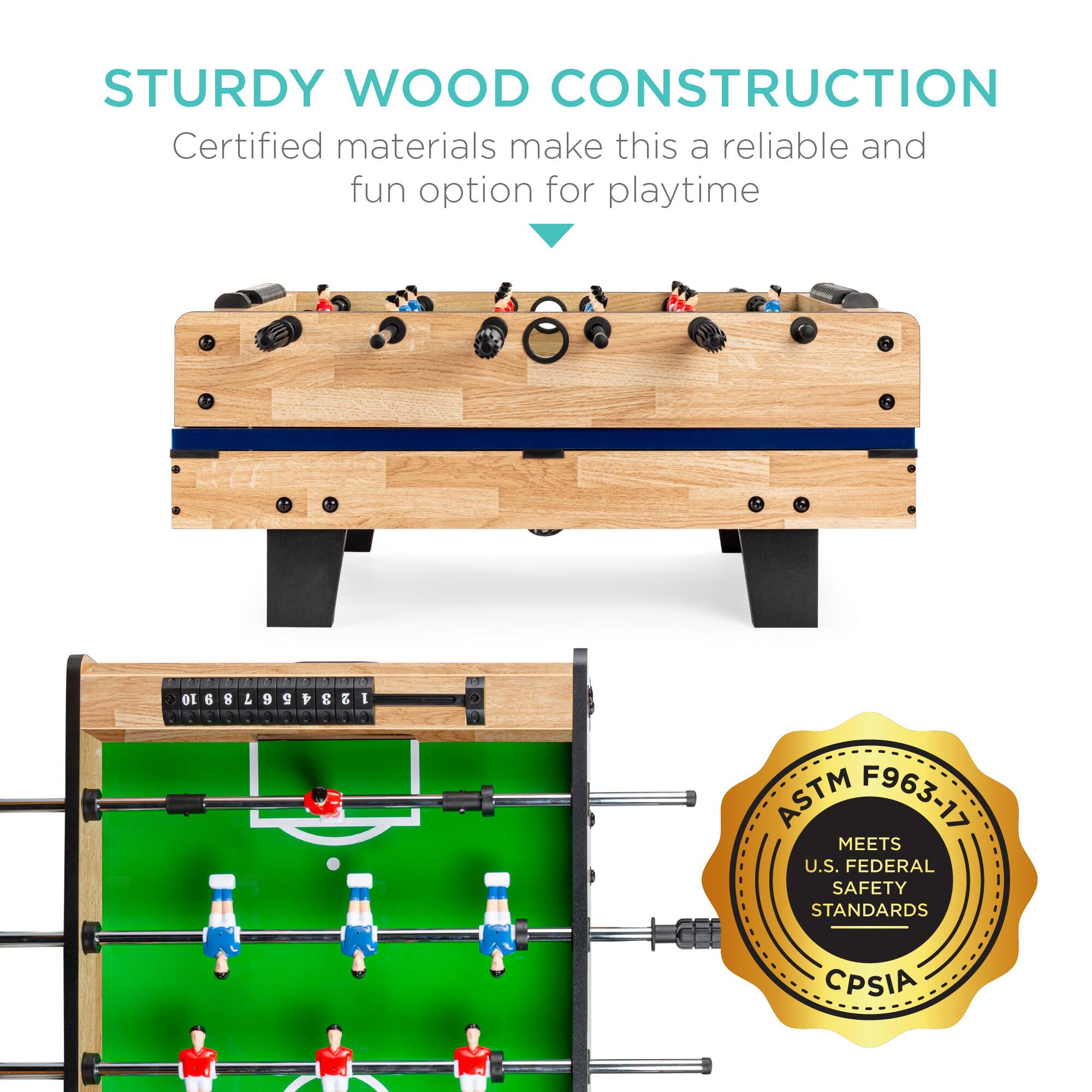STURDY WOOD CONSTRUCTION

Certified materials make this a reliable and fun option for playtime.

ASTM F963-17 MEETS U.S. FEDERAL SAFETY STANDARDS CPSIA